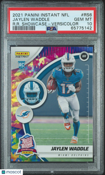 2021 Panini Instant NFL Rated Rookie Showcase Jaylen Waddle #RS6 Versicolor /5 Short Print Parallel/Variety Rookie PSA 1