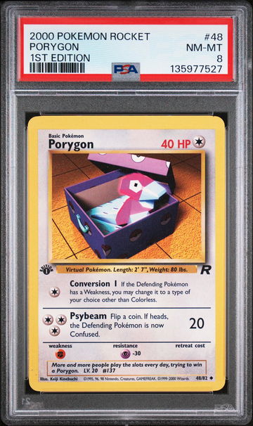 2000 Pokemon Team Rocket 1st Edition Porygon #48 PSA 8