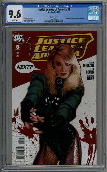 Justice League of America 6 Variant CGC 9.6 AH! Adam Hughes Black Canary cover
