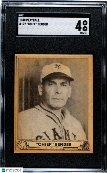 1940 Playball Chief Bender #172 SGC 4
