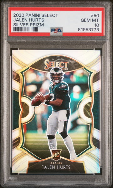 2020 Panini Select Concourse Silver Prizm Jalen Hurts #50 PSA 10