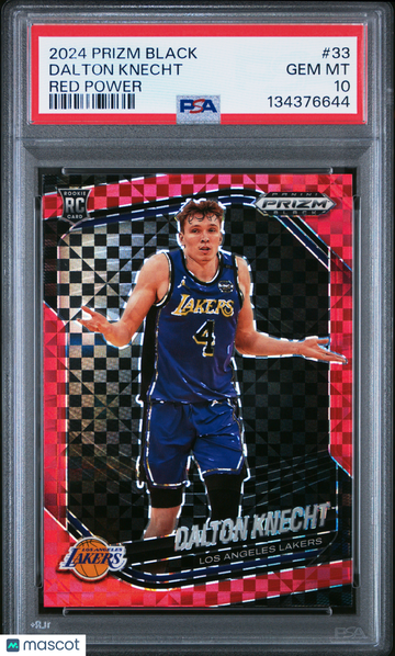 2024 Panini Prizm Black Dalton Knecht #33 Red Power /75 Parallel/Variety Rookie PSA 10