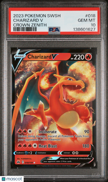 2023 Pokemon Sword And Shield Crown Zenith Charizard V Crown Zenith PSA 10 #018