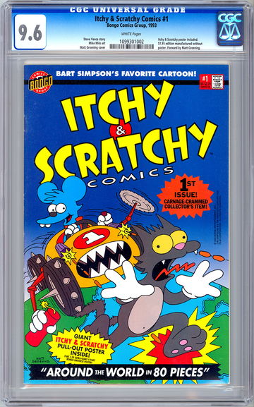 ITCHY & SCRATCHY #1 CGC 9.6 SIMPSONS COMICS SPINOFF PREMIERE ISSUE BONGO 1993