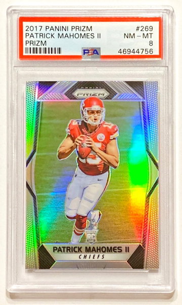2017 Panini Prizm Patrick Mahomes II #269 Silver Prizm Rookie PSA 8