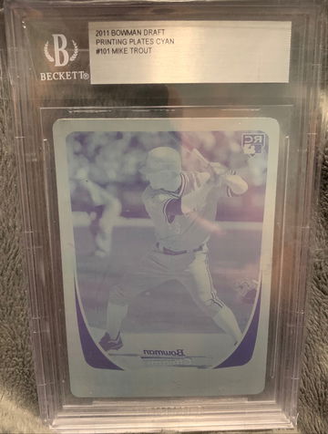 2011 Bowman Chrome Draft Mike Trout Cyan Printing Plate 1/1 BGS (Mislabeled by BGS)