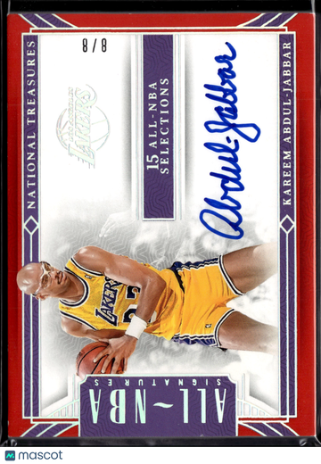 2024 Panini National Treasures All-NBA Signatures Kareem Abdul-Jabbar #AKJ /8 Autograph