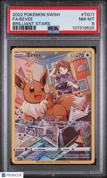 2022 Pokemon Sword & Shield Brilliant Stars Eevee Fa Brilliant Stars PSA 8 #TG11