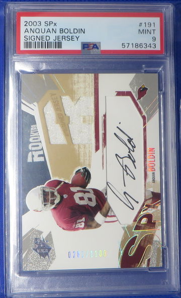 2003 SPX Anquan Boldin Rookie Jersey Autograph PSA 9 numbered  /1100 RPA Cardinals