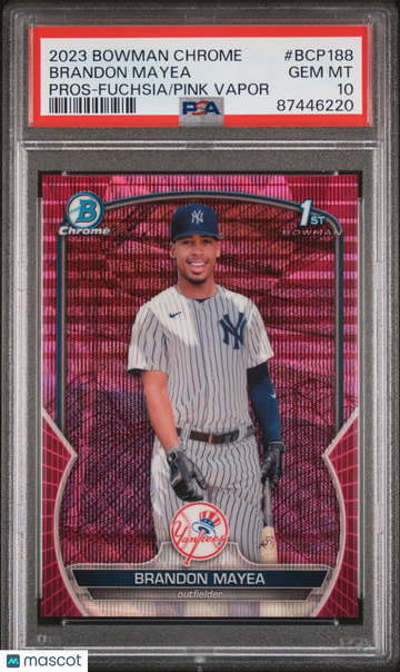 2023 Bowman Chrome Prospects Brandon Mayea #BCP188 Fuchsia Pink Vapor Ref PSA 10