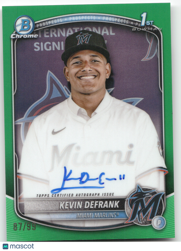 2025 Topps Bowman Chrome Kevin Defrank #CPA-KD Green Refractor 87/99