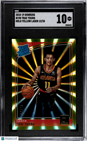 2018 Donruss Trae Young #198 Holo Yellow Laser SGC 10