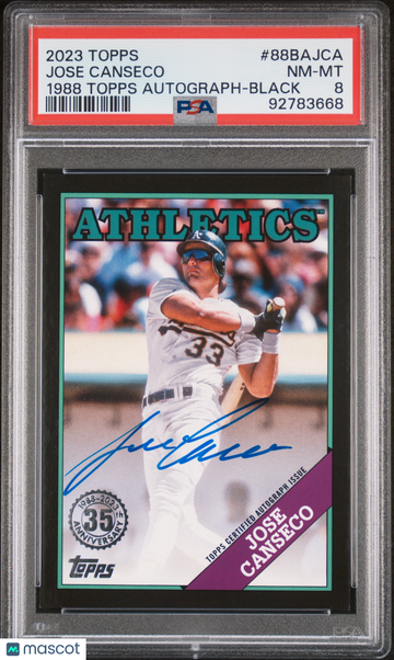2023 Topps 1988 Topps Baseball Autographs Jose Canseco #88BAJCA Black PSA 8