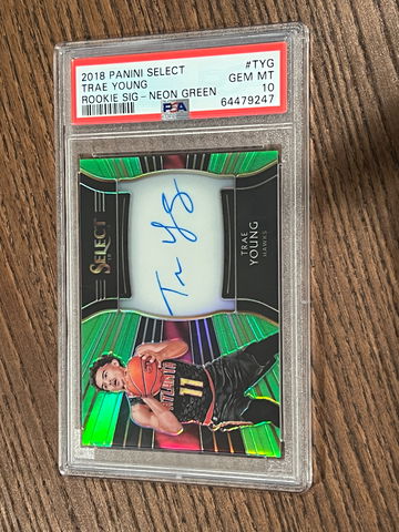 PSA 10 2018-19 Select Trae Young Neon Green Prizm RC Signatures Auto /99!