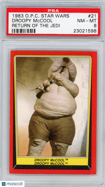 1983 O-Pee-Chee Star Wars Return Of The Jedi Droopy Mccool #21 PSA 8
