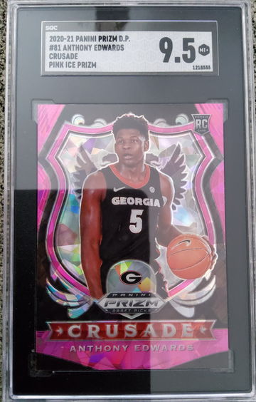 2020-21 Panini Prizm DP #81 Anthony Edwards Crusade Pink Ice Prizm SGC 9.5
