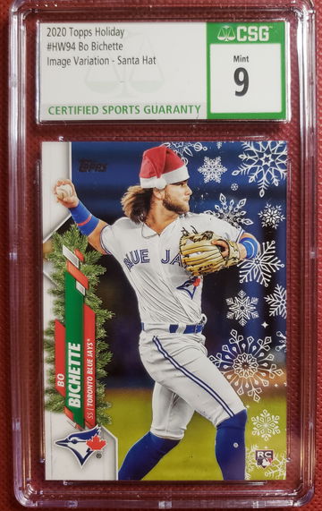 Bo Bichette 2020 Topps Holiday CGS 9 Mint Santa Hat