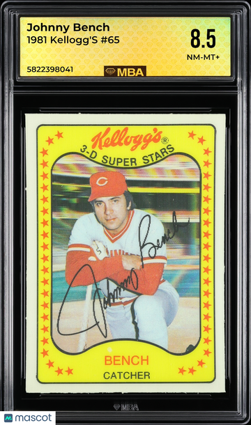 1981 Kellogg's Johnny Bench #65 MBA 8.5