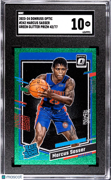 2023 Donruss Optic Marcus Sasser #242 Green Glitter Prizm SGC 10