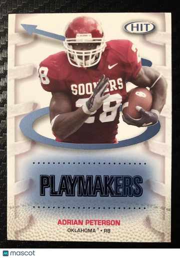 Adrian Peterson 2007 SAGE HIT "Playmakers" #P28 Oklahoma Sooners 🏈 Vikings