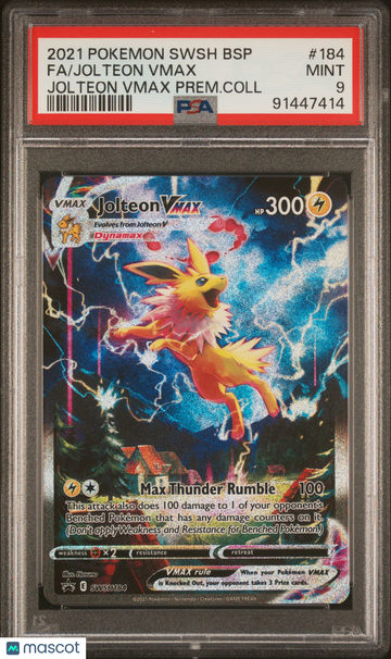 2021 Pokemon Swsh Black Star Promo Jolteon VMAX Fa Jolteon VMAX Prem.Coll PSA 9 #184