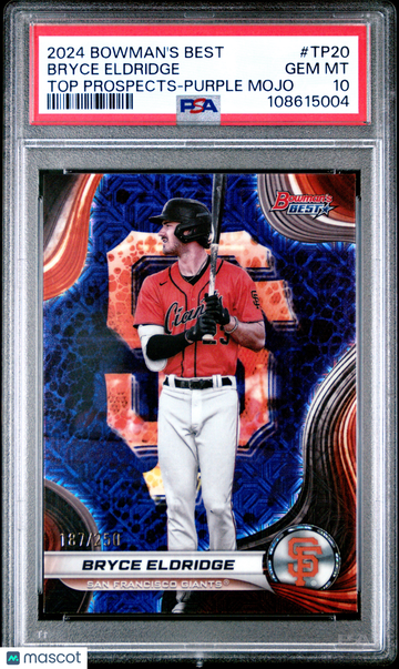 2024 Bowman's Best Top Prospects Bryce Eldridge #TP20 Purple Mojo /250 PSA 10