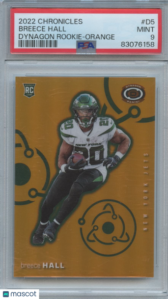 2022 Panini Chronicles Dynagon Rookies Breece Hall #D5 Orange Rookie PSA 9