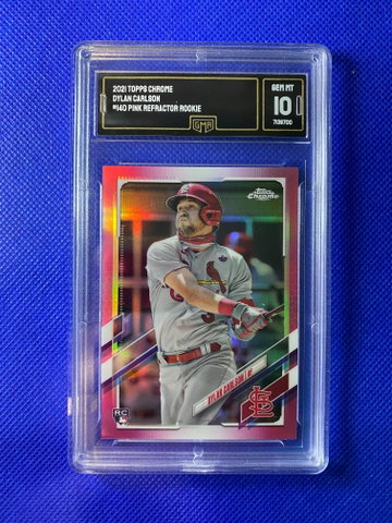 2021 TOPPS CHROME DYLAN CARLSON #140 PINK REFRACTOR ROOKIE