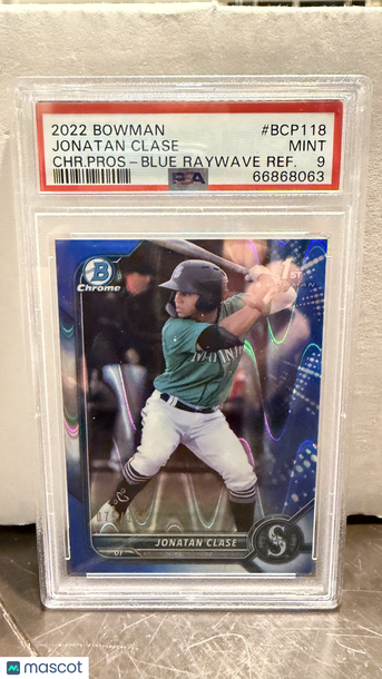 2022 Bowman Jonatan Clase #BCP118 CHR. Pros Blue Raywave Refractor /150 PSA 9