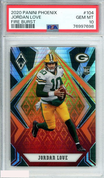 2020 PANINI PHOENIX JORDAN LOVE #104 FIRE BURST ROOKIE RC PSA 10 GEM MT