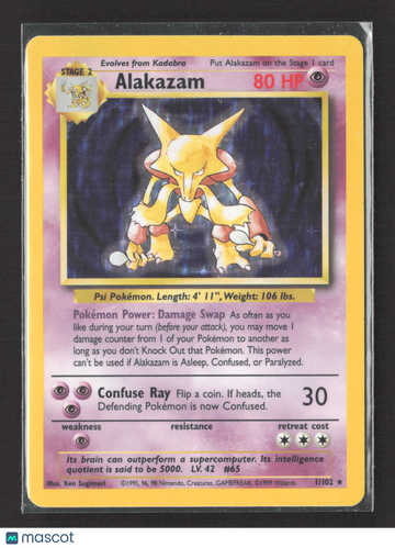 1999 Base Set Alakazam Holo Rare #1/102