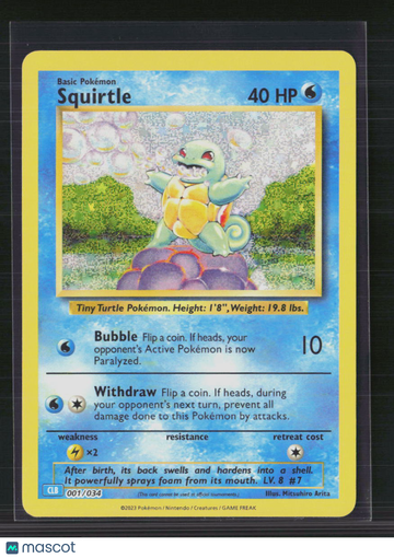 2023 Pokemon Classic Collection Squirtle Holo Trading Card #1/34 English