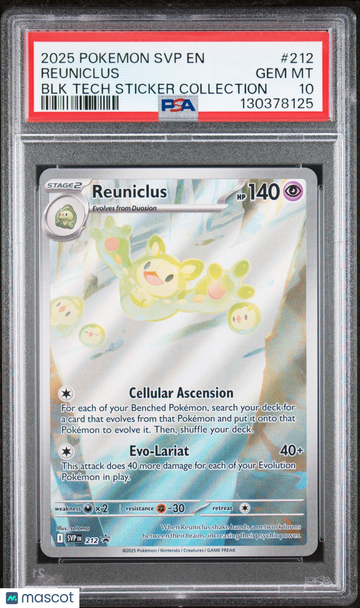 2025 Pokemon SVP EN-SV Black Star Promo Reuniclus BLK Tech Sticker Collection PSA 10 #212