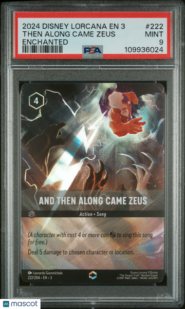 Graded PSA 9 2024 Disney Lorcana Into The Inklands Then Along Came Zeus Enchanted Foil #222/204