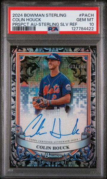 2024 Bowman Sterling Prospect Autographs Sterling Silver Refractor Colin Houck #PACH /199 PSA 10