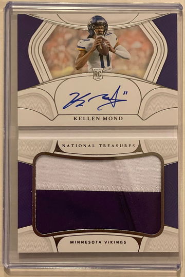 2021 National Treasures Kellen Mond Rookie Jumbo Prime Signatures booklet on card auto 39/99