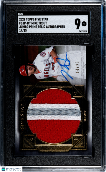 2022 Topps Five Star Mike Trout #FSJP-MT Jumbo Prime Relic Autograph SGC 9