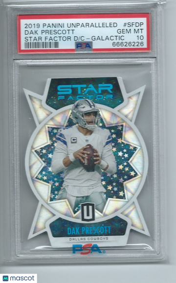 2019 Panini Unparalleled Star Factor Die-Cuts Dak Prescott #SFDP Galactic PSA 10