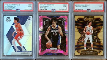 2019 JAXSON HAYES Panini Pink Prizm POP 61 & Silver Mosaic POP 59 & Select PSA 9 3 Slab Lot