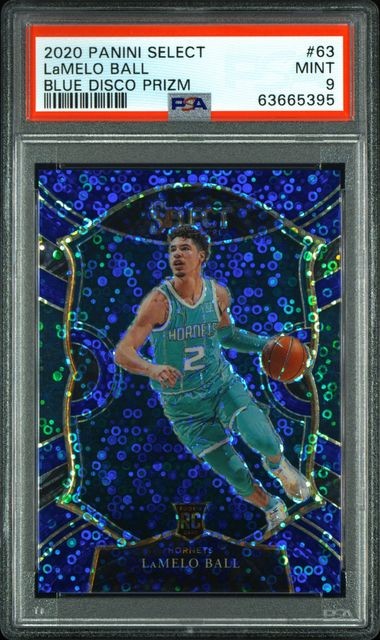 2020-21 SELECT - LAMELO BALL - BLUE DISCO /25 PRIZM Rookie RC - PSA 9 MINT