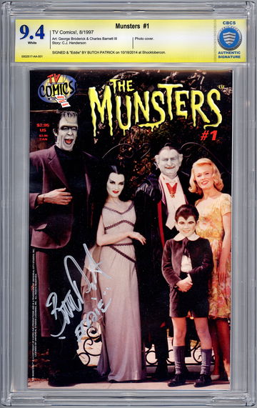 THE MUNSTERS #1 CBCS-SS 9.4 *SIGNED BY ACTOR BUTCH PATRICK* aka EDDIE MUNSTER 1997