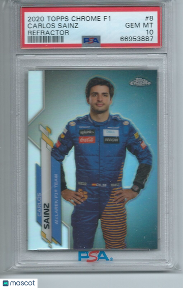 2020 Topps Chrome Formula 1 Carlos Sainz #8 Refractor PSA 10