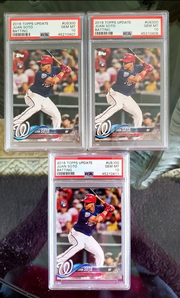 (3) 2018 Topps Update Juan Soto PSA 10 #US300 RC YOU GET ALL 3 CARDS ***PSA MAY BE DIFFERENT BUT ARE ALL PSA 10s***