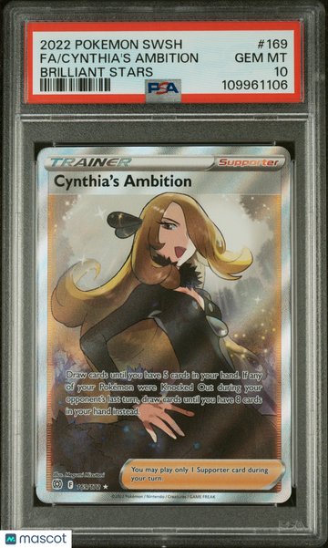 2022 Pokemon Sword & Shield Brilliant Stars Cynthia's Ambition Fa Brilliant Stars PSA 10 #169