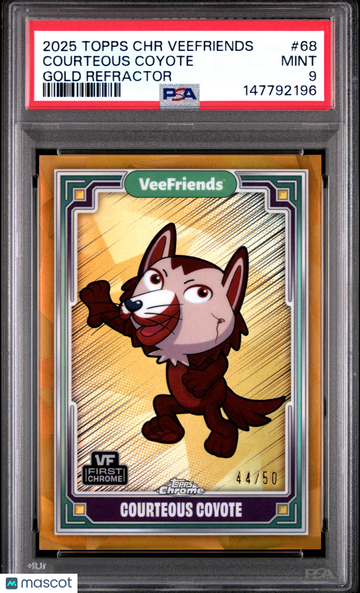2025 Topps Chrome Veefriends Courteous Coyote #68 Gold Refractor PSA 9