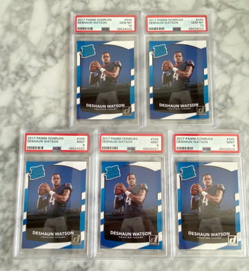 5x 2017 Deshaun Watson Donruss Rated Rookie RC Card #345 2 PSA 10s 3 PSA 9