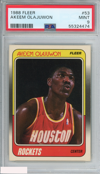 1988 FLEER AKEEM OLAJUWON #53 HOUSTON ROCKETS HOF PSA 9 MINT