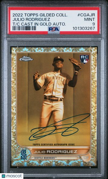 2022 Topps Gilded Collection Topps Chrome Cast In Gold Autographs Julio Rodriguez #CGAJR Autograph PSA 9 Auto