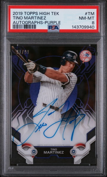 2019 Topps High Tek Autographs Purple Tino Martinez #TM /99 PSA 8