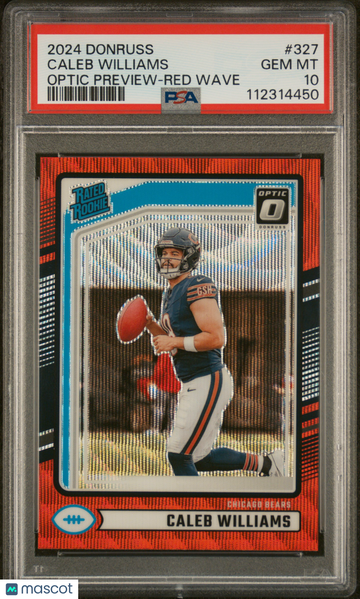 Caleb Williams 2024 Panini Donruss #327 Red Wave Rookie PSA 10